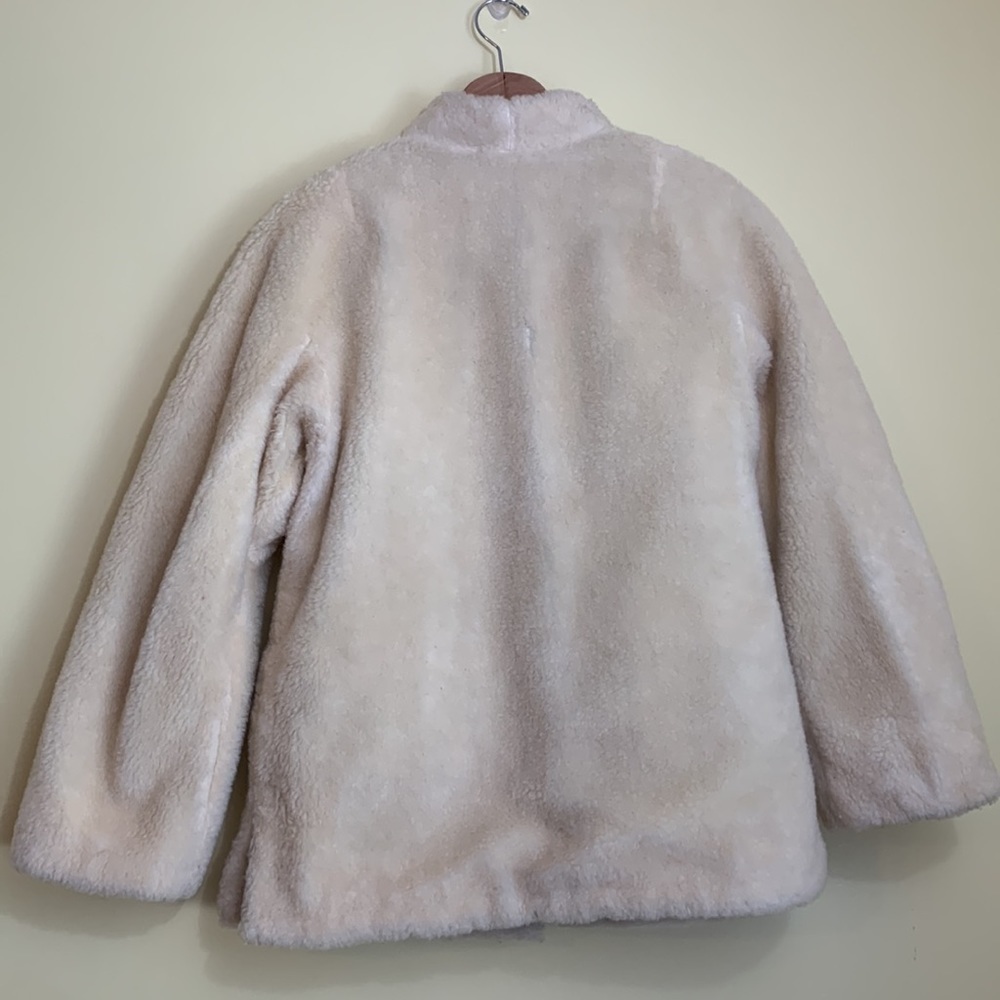 Vintage REVERSIBLE Asian Shearling Satin Embroidered Floral Open Front Jacket M - Picture 4 of 16
